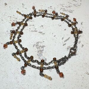 Antiqued Bronze Tone Beaded Chain Bracelet